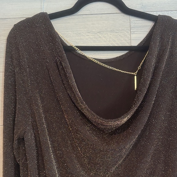 Michael Kors Shimmering Brown Long Sleeve Top - Picture 8 of 12